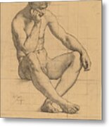 Seated Male Nude, Study For Science. Iowa State Capitol Metal Print