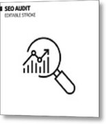 Seo Audit Line Icon, Outline Vector Symbol Illustration. Pixel Perfect, Editable Stroke. Metal Print