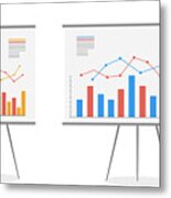 Set Of Graphs On The Whiteboard Vector Cartoon. Statistics Data Analysis Business, Vector. Metal Print