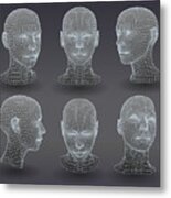 Set Of Three Dimensional Heads. Metal Print