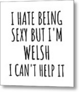 Sexy Welsh Funny Wales Gift Idea For Men Women I Hate Being Sexy But I Can't Help It Quote Him Her Gag Joke Metal Print