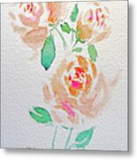 Shabby Peach Roses Metal Print