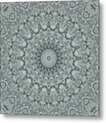 Shades Of Gray Mandala Kaleidoscope Medallion Flower Metal Print