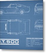 Shelby Mustang Gt500 Blueprint Metal Print