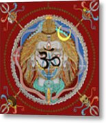 Shiva Om Munda Mala Red Metal Print