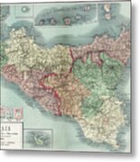 Sicily Vintage Map 1900 Metal Print