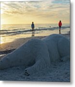 Siesta Key Polar Bear Lying On The Beach Sarasota Florida Metal Print