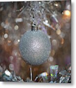 Silver Ball On Silver Tree Metal Print