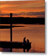 Sitting On The Dock At Sunset Metal Print