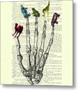 Skeleton Hand With Wildlife Animals Metal Print