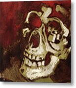 Skull In Red Shade Metal Print