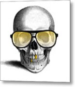 Skull With Gold Teeth And Sunglasses Metal Print