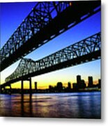 Walking To New Orleans - Crescent City Connection Bridge, New Orleans, La Metal Print