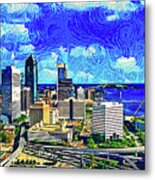 Skyline Of Downtown Jacksonville, Florida - Impressionist Painting Metal Print