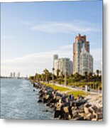 Skyline With Residential Condos On South Beach, Miami, Florida, Usa Metal Print