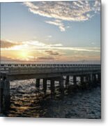 Skyway Fishing Pier Sunrise Metal Print