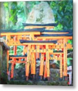 Small Torii Gates Kyoto Japan Artistic Metal Print