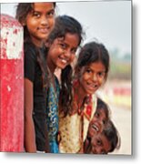 Smiling Indian Village Girls Metal Print