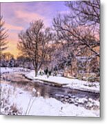 Snow On The River Banks, Gargrave Metal Print