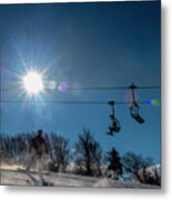 Snowboarder With Ski Lift In Background Metal Print