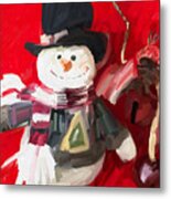 Snowman Christmas Ornament Art Metal Print