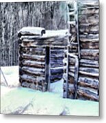 Snowy Cabin Metal Print