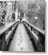 Snowy Walk In Black And White Metal Print