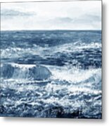 Soft Indigo Blue Calm Ocean Waves Beach Art Metal Print