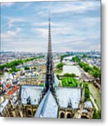 Spire Of Notre Dame Cathedral In Paris Metal Print