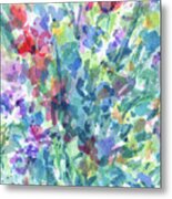 Splish Splash Abstract Cool Flowers The Burst Of Multicolor Watercolor Contemporary I Metal Print