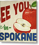 Spokane Washington Apple - Vintage Metal Print