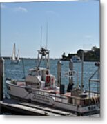 Sportfishing Boat At The Dock Stock Photo Metal Print