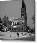 St Helena Cathedral Snowy Evening Metal Print