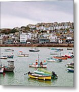 St Ives Fishing Boats And Harbour Cornwall Metal Print