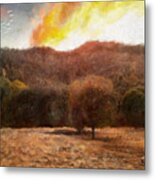 St. Joseph's Fire,  Santa Cruz Mountains, California Metal Print