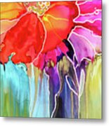 Stained Glass Flower Metal Print