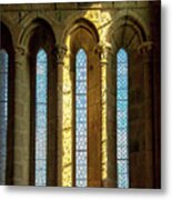 Stained Glass Window In Mont St Michel Metal Print