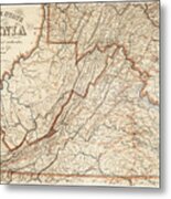 State Of Virginia Vintage Map 1863 Metal Print