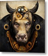 Steampunk Animal 08 Bull Portrait Metal Print
