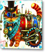 Steampunk Cat Metal Print