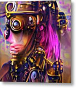 Steampunk Meets Cybergoth 01 Metal Print