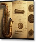 Steampunk Saxophone Metal Print
