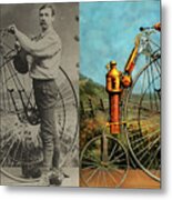 Steampunk - The Steampowered Bicycle 1884 - Side By Side Metal Print