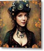 Steampunk Woman Portrait 02 Metal Print