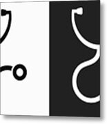 Stethoscope Icon On Black And White Vector Backgrounds Metal Print