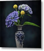 Still Life Blue And Yellow Metal Print