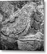 Stone Snakehead Carving - Chichen Itza Metal Print
