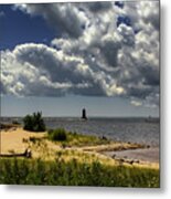 Storm Clouds Over The Manistique Light Metal Print