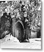 Stow On The Wold Church In The Snow Monochrome Metal Print