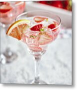Strawberry Blood Orange Spritzers Cocktail Metal Print